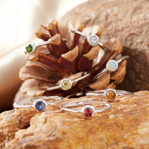 12 Birthstone Gemstone Ring for Women S925 Sterling Silver Index Finger Ring
